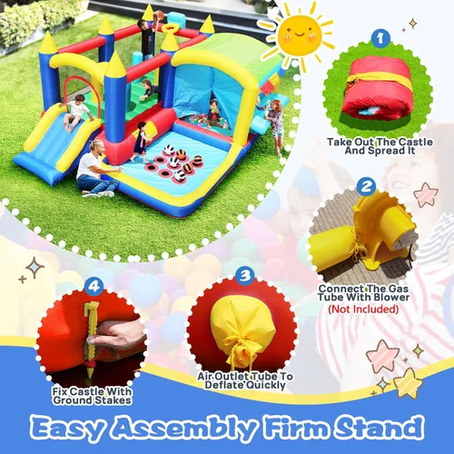 Miniatura 6 de Casa inflable de rebote para niños, castillo animoso con tobogán, salto, aro de baloncesto, pozo de pelotas, gorila familiar para patio trasero