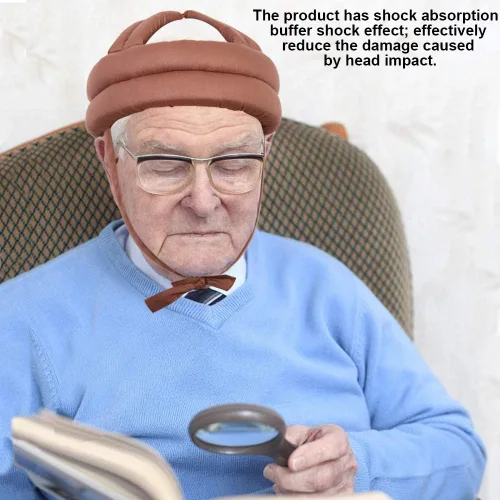 Miniatura 2 de Casco anticolisión, sombrero protector para ancianos, casco de seguridad, anticolisión, prevención de caídas con encaje para el mayor (marrón)