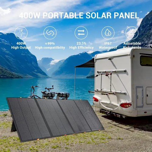 Miniatura 2 de Panel solar portátil de 800 W, 2 piezas de 400 W, panel solar plegable de respaldo de energía, cargador solar de salida de 36 V para estación