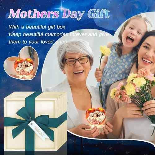 Miniatura 7 de Foto de cristal 3D personalizada, regalos personalizados para mujeres, hombres, ella, él, mamá, papá, parejas, imagen de vidrio grabado con láser