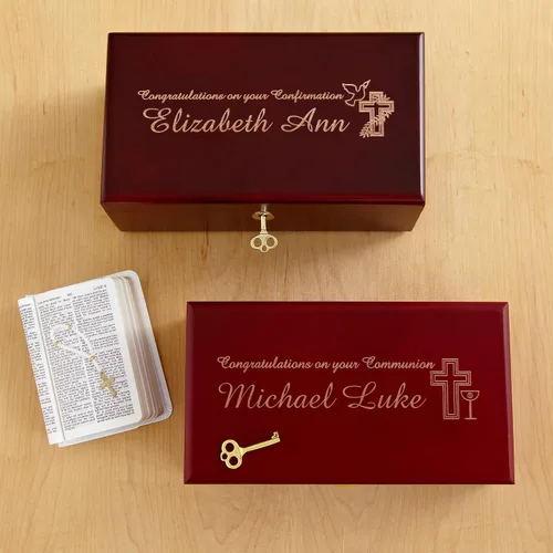 Miniatura 3 de Let's Make Memories Caja de recuerdo de confirmación de reliquia personalizada con cierre – Almacenamiento de recuerdos – Celebra la fe – Graba