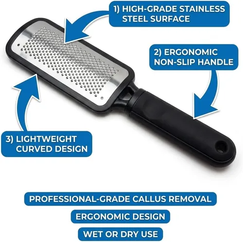 Miniatura 2 de Podología de mandíbulas lima de pies grande y removedor de callos para pies - Negro plateado Professional Stainless Steel Pedicure Foot Rasp for