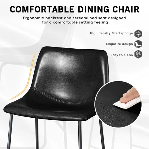 Miniatura 4 de LEMBERI Juego de 2 sillas de comedor de piel sintética, modernas sillas de cocina y comedor de 18 pulgadas con respaldo y patas de metal, cómodo