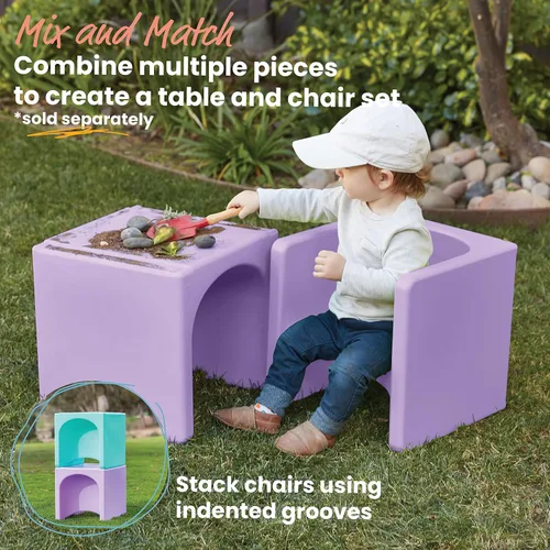 Miniatura 5 de ECR4Kids Tri-Me 3 en 1 silla cubo, muebles para niños, color morado claro Púrpura claro