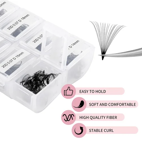 Miniatura 29 de Extensiones de Pestañas Rizo D 0.59-0.79 pulgadas Bandeja Mixta Seda Extensiones de Pestañas Clásicas Suministros Extensiones de Pestañas