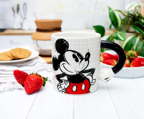 Miniatura 4 de Silver Buffalo Mickey - Taza de cerámica con mango en forma de mano, 20 onzas