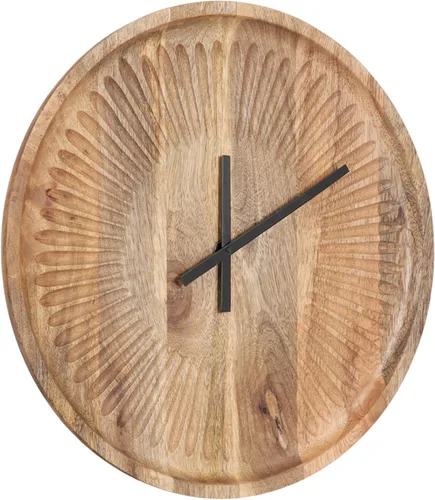 Kate and Laurel Grear Modern - Reloj de pared redondo sin números, 17 pulgadas de diámetro, madera natural, reloj decorativo de madera tallada