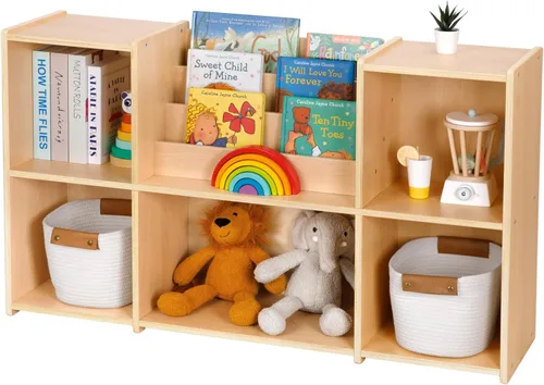 OOOK Estantería Montessori y Organizador de Almacenamiento para Juguetes, Estantería Horizontal de 2 Niveles, Gabinete de Almacenamiento para