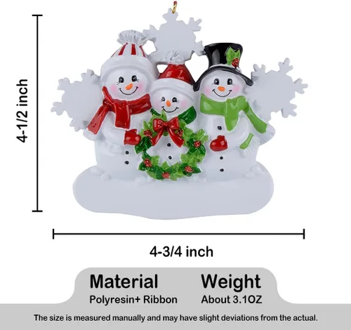 Miniatura 6 de Adornos de Navidad personalizados con diseño de muñeco de nieve, decoración de árbol de Navidad, regalos de reunión familiar para nietos, abuelos