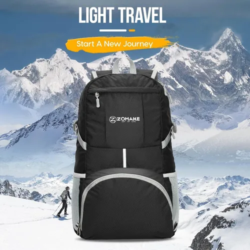 Miniatura 7 de Mochila de viaje Zomake ligera para senderismo, resistente al agua, mochila plegable para mujeres y hombres Negro