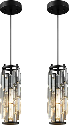 Miniatura 25 de LMQNINE Lámpara colgante de 4 luces doradas modernas, mini candelabros de cristal, lámpara colgante ajustable para cocina, isla, comedor, dormitorio