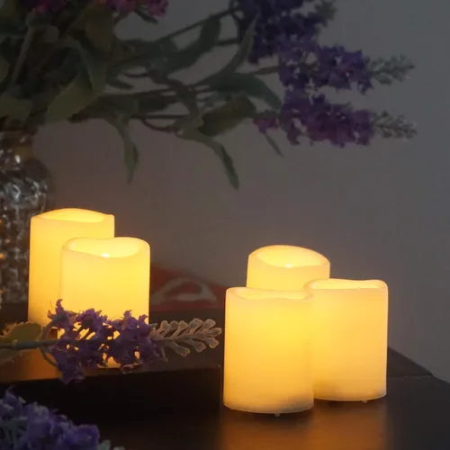 Miniatura 3 de CANDLE CHOICE Velas votivas sin llama que funcionan con pilas, luces LED eléctricas parpadeantes de plástico blanco falsas, velas de té altas a