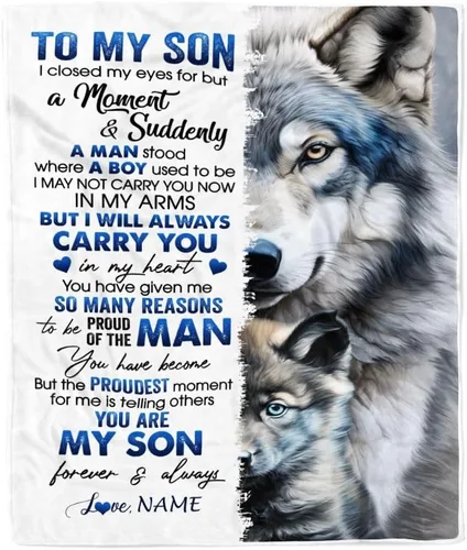 Miniatura 24 de Manta Personalizada "To My Son" de Mamá y Papá Regalos para Hijo que Va a la Universidad Cumpleaños Graduación Navidad Regalo Personalizado Manta