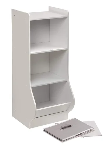 Miniatura 7 de Badger Basket Rincón de almacenamiento vertical para niños y libros con cesta de tela reversible, color blanco