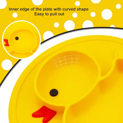 Miniatura 3 de Linowos Platos de silicona divididos para niños pequeños, placas de succión antideslizantes portátiles para niños, bebés y niños, sin BPA, plato