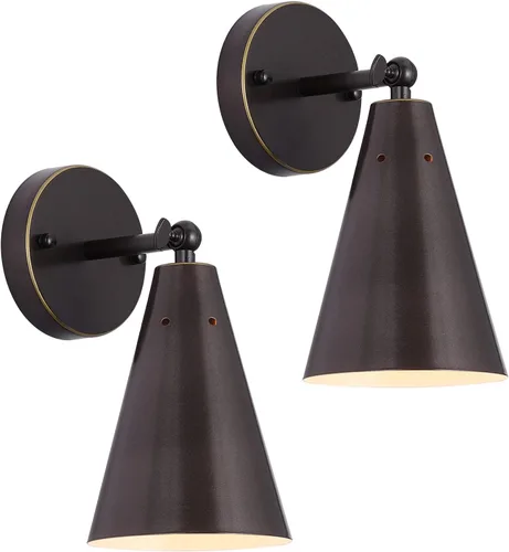 Miniatura 14 de MWZ Modernos apliques de pared negros de iluminación, paquete de 2 lámparas rústicas doradas, estilo casa de campo, acabado de bronce, luces