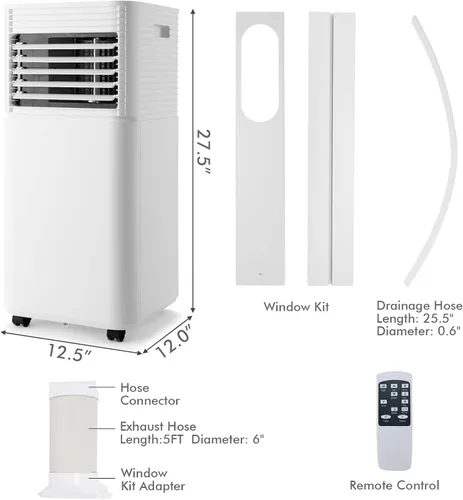 Miniatura 6 de PETSITE Aire acondicionado portátil, unidad de refrigeración de CA de 10000 BTU para habitación, unidad de CA 3 en 1 con enfriador de aire, Negro