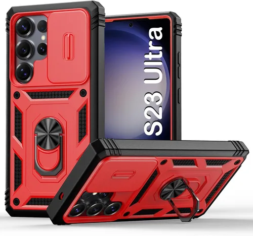 Miniatura 30 de PASNEW Funda para Samsung Galaxy S22 Ultra 5G, cubierta de cámara deslizante y soporte de dedo de metal giratorio de 360°, militar, resistente, a