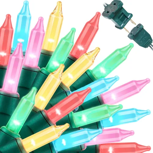 Miniatura 19 de LAMPHOME Cadena de luces navideñas, juego de 100 mini luces incandescentes para uso en interiores y exteriores (Amarillo)