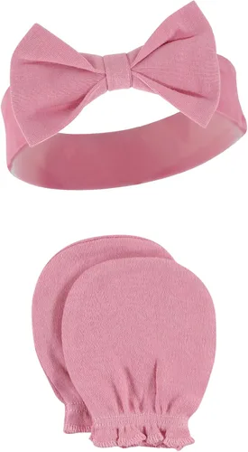 Miniatura 85 de Hudson Baby Conjunto de diadema de algodón y manoplas para rascar para bebé