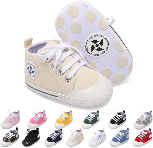 Miniatura 14 de Zapatos deportivos de lona de lona para bebés y niñas, suela antideslizante suave, suela antideslizante