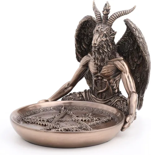 Miniatura 4 de Veronese Design Bandeja de altar de Baphomet de 5 3/4 pulgadas de alto, estatua de Polystone, acabado de bronce