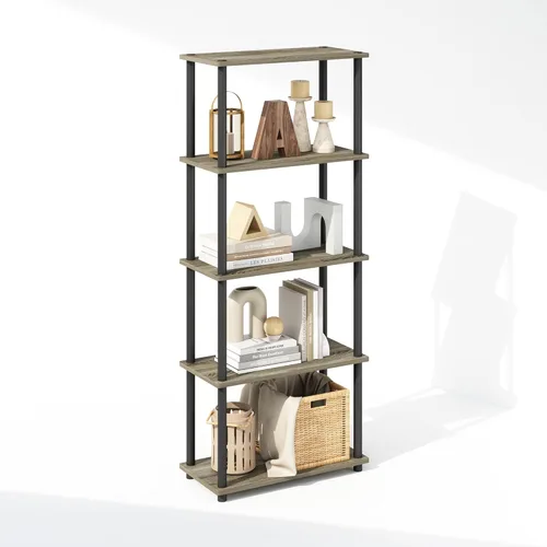Miniatura 26 de Furinno Turn-N-Tube Estantes de almacenamiento, estante esquinero de 4 niveles, estante de exhibición de montaje sin herramientas, estantería