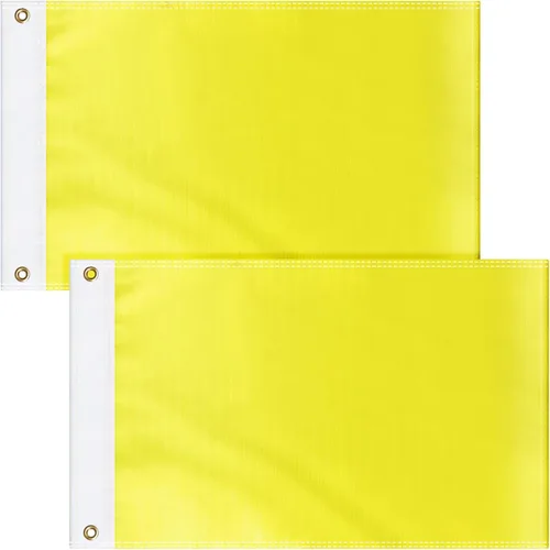 Boyiee 2 banderas amarillas de cuarentena náutica en blanco, banderas de mensaje de cuarentena de color sólido, bandera de nailon para barco de vela