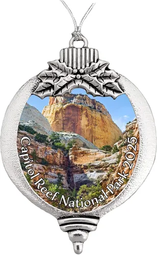 Parque Nacional Capitol Reef National Park Adorno de Navidad Elige muñeco de nieve o bombilla (foco)
