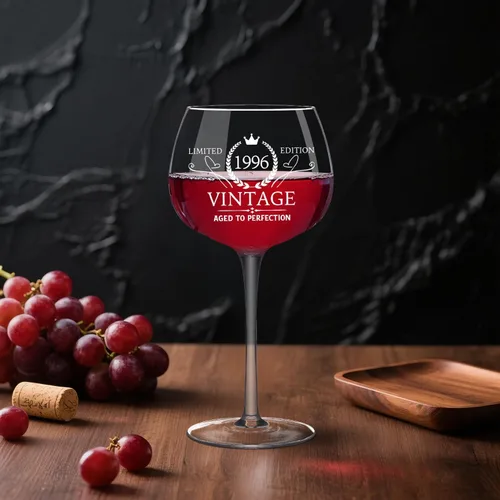 Miniatura 3 de Regalos de cumpleaños número 30 para mujer, copa de vino vintage grabada de 1996 para ella, regalos de cumpleaños de 30 años para mujeres, idea