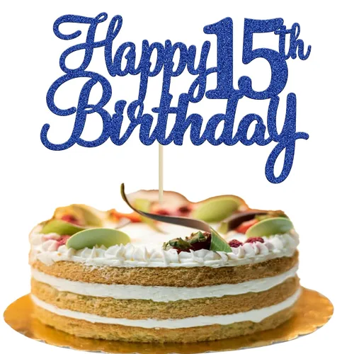 Miniatura 27 de Gyufise 1 decoración para pastel de cumpleaños número 10 con purpurina azul para tarta de 10 años de edad, decoraciones fabulosas para tartas