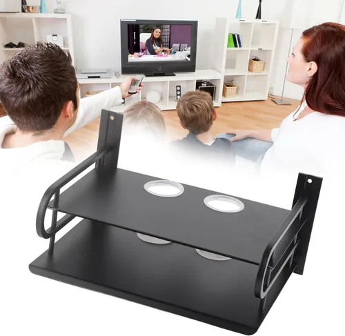 Miniatura 6 de Estante de montaje en pared, estante flotante de pared de doble capa, estante de caja de TV, estante montado en la pared, router DVD cable caja