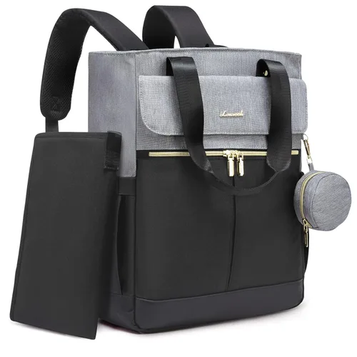 Miniatura 14 de LOVEVOOK Mochila para Pañales, Bolsa Tote para Pañales con Bolsillos Aislados, Bolsa de Bebé para Niñas y Niños con Cambiador, Bolsa Grande
