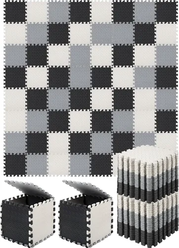 Miniatura 14 de Shihanee Azulejos de Piso de Espuma para Bebés, Tapetes de Piso de Espuma, Tapetes de Juego a Granel con Bordes Entrelazados para Sala