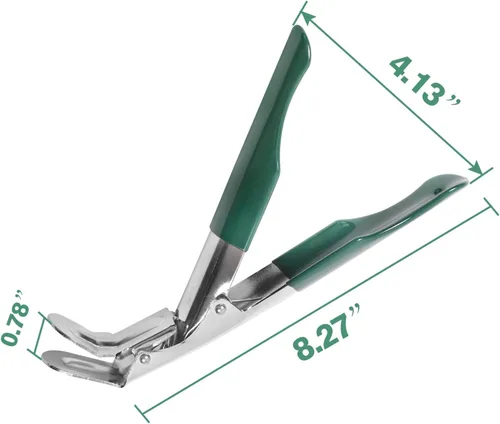 Miniatura 2 de Levantador de rejilla de parrilla de acero inoxidable, agarre de rejilla con cubierta protectora verde. Herramienta elevadora de rejilla compatible