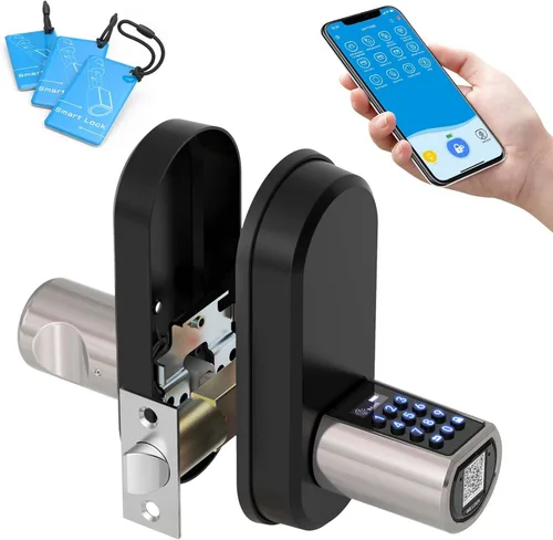 Miniatura 10 de Cerradura de puerta inteligente con asa, cerradura de puerta de entrada sin llave para puerta delantera, perilla de puerta de seguridad con teclado