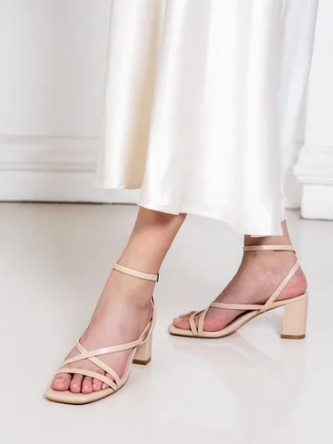 Miniatura 5 de Shoe'N Tale Strappy Heels for Women Block Chunky Heels Open Square Toe Ankle Strap Buckle Sandals