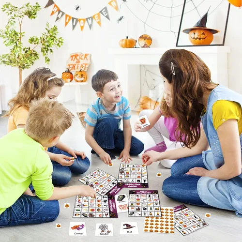 Miniatura 5 de V-Opitos Tarjeta de juego de bingo de Halloween para niños y adultos, 36 jugadores, juego de Halloween para familia/aula escolar, grupo grande