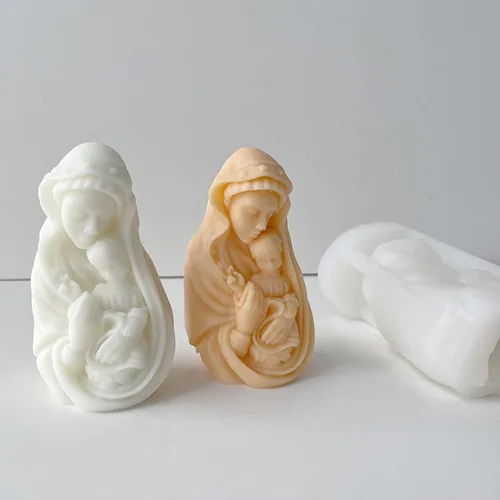 Miniatura 5 de Molde para velas de Virgen María, molde de silicona para hacer velas religiosas, molde de vela de belén para decoración del hogar y manualidades