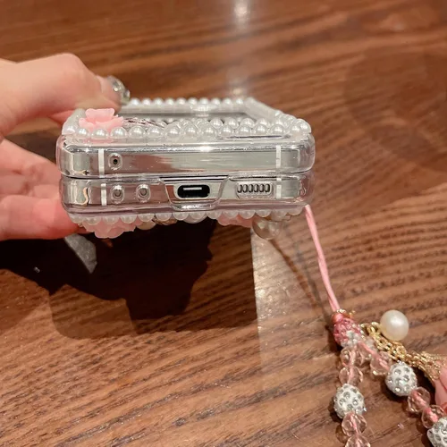 Miniatura 4 de Changjia Funda para Samsung Galaxy Z Flip 5 con brillantina, bonita funda de lujo con diamantes de imitación 3D con diamantes de imitación y flores