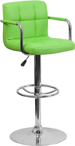 Miniatura 22 de Flash Furniture Taburete de bar de altura ajustable de vinilo acolchado gris contemporáneo con brazos y base cromada