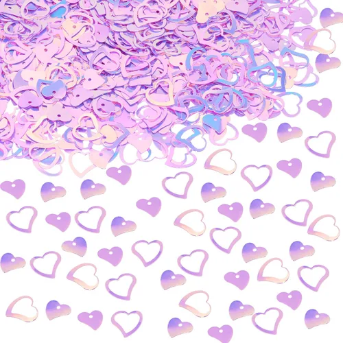 Miniatura 10 de ONLYKXY 1200 piezas de confeti en forma de corazón, decoración de mesa de boda, confeti con purpurina para fiesta de boda (amarillo brillante)