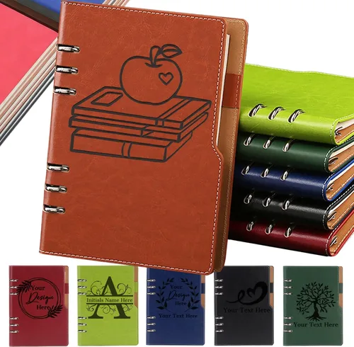 Miniatura 10 de Diario personalizado, cuaderno personalizado de piel sintética con diseño, 200 páginas rayadas, libro diario para estudiantes de negocios Estilo 1