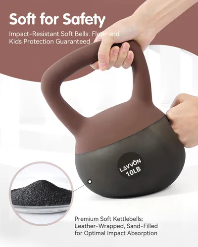 Miniatura 5 de Soft Kettlebell - Cushioned Impact-Resistant Base and Anti-Slip, Kettle bell Anti-Slip Grip Weight for Home Workouts, Safe Strength Training