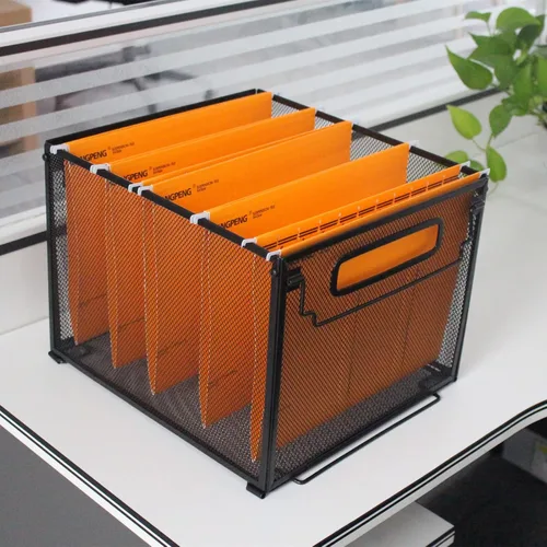 Miniatura 9 de SETTFRFE Paquete de 2 organizadores de archivos, cajas de archivos de metal para carpetas colgantes, organizador de carpetas colgantes