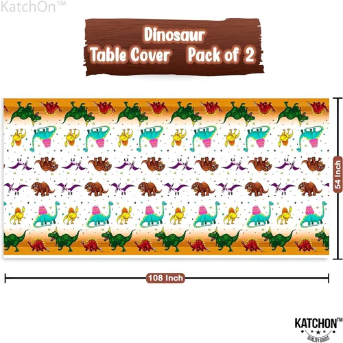 Miniatura 4 de KatchOn, Mantel de dinosaurio extra grande para cumpleaños, 108 x 54 pulgadas, paquete de 2 manteles de dinosaurio para fiesta de cumpleaños, mantel