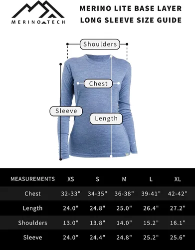 Miniatura 7 de Merino.tech Capa base de lana merina para mujer, 100% lana merina, ligera, de peso medio, manga larga, camisas térmicas + calcetines de lana