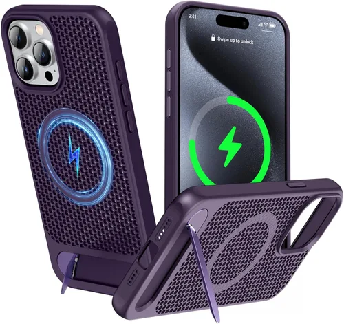 Miniatura 8 de Funda magnética de disipación de calor para iPhone 13 Pro Max, para MagSafe, protección contra caídas Coolingf, funda con función atril ajustable