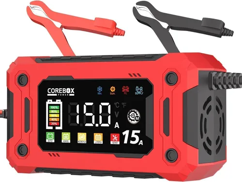 Miniatura 10 de Corebox Cargador de Batería 6-Amperios 12V Cargador Inteligente Automático de Goteo, Mantenedor de Batería Desulfator con Compensación
