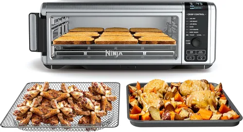 Horno de Encimera Digital Ninja Air Fry, Funcionalidad 8 en 1, 1800W, Diseño Plegable, Capacidad XL, Cesta de Freír al Aire, Rejilla de Alambre y
